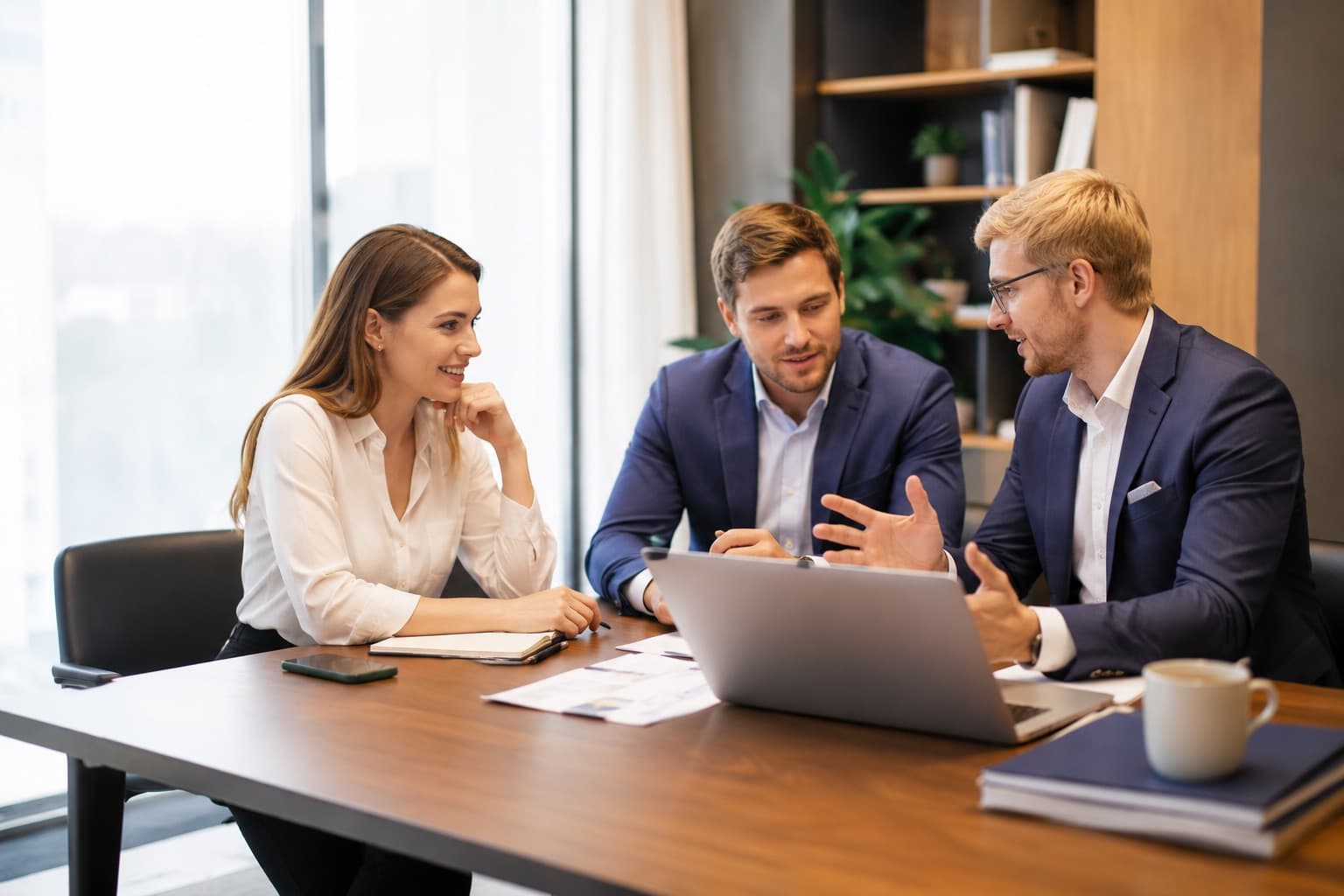 The Convertly team reviewing an AI revenue system with a client